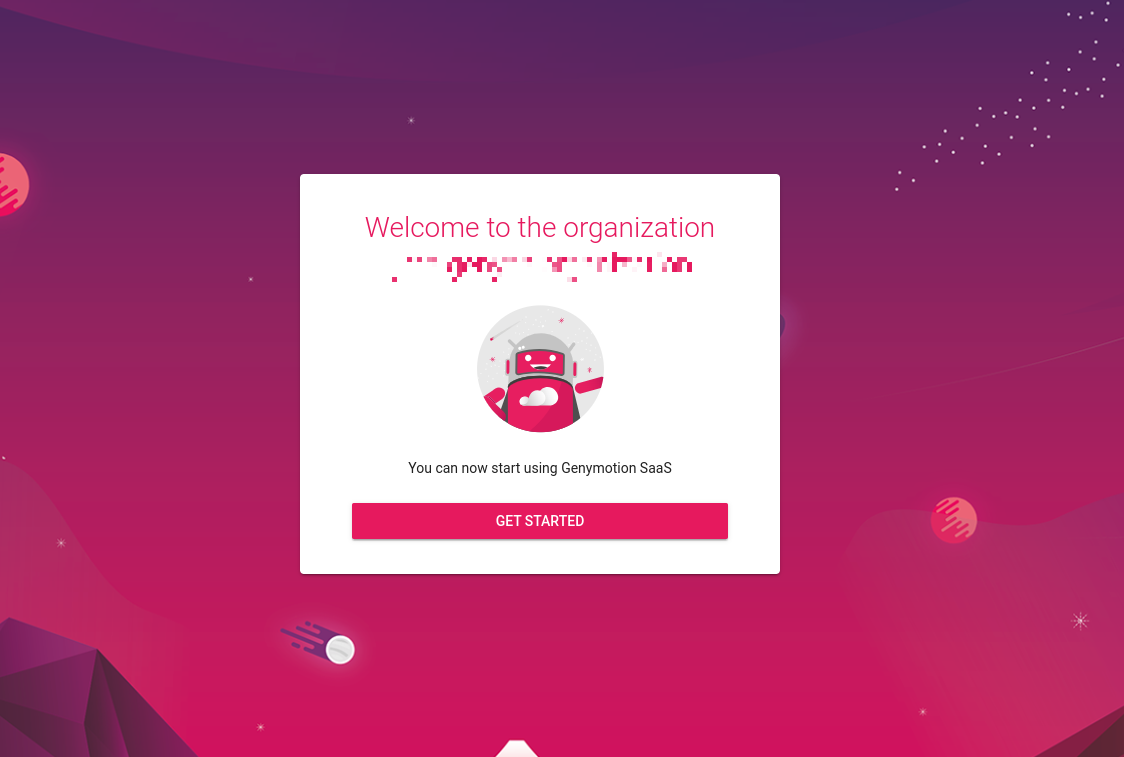 Account creation confirmation page